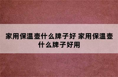 家用保温壶什么牌子好 家用保温壶什么牌子好用